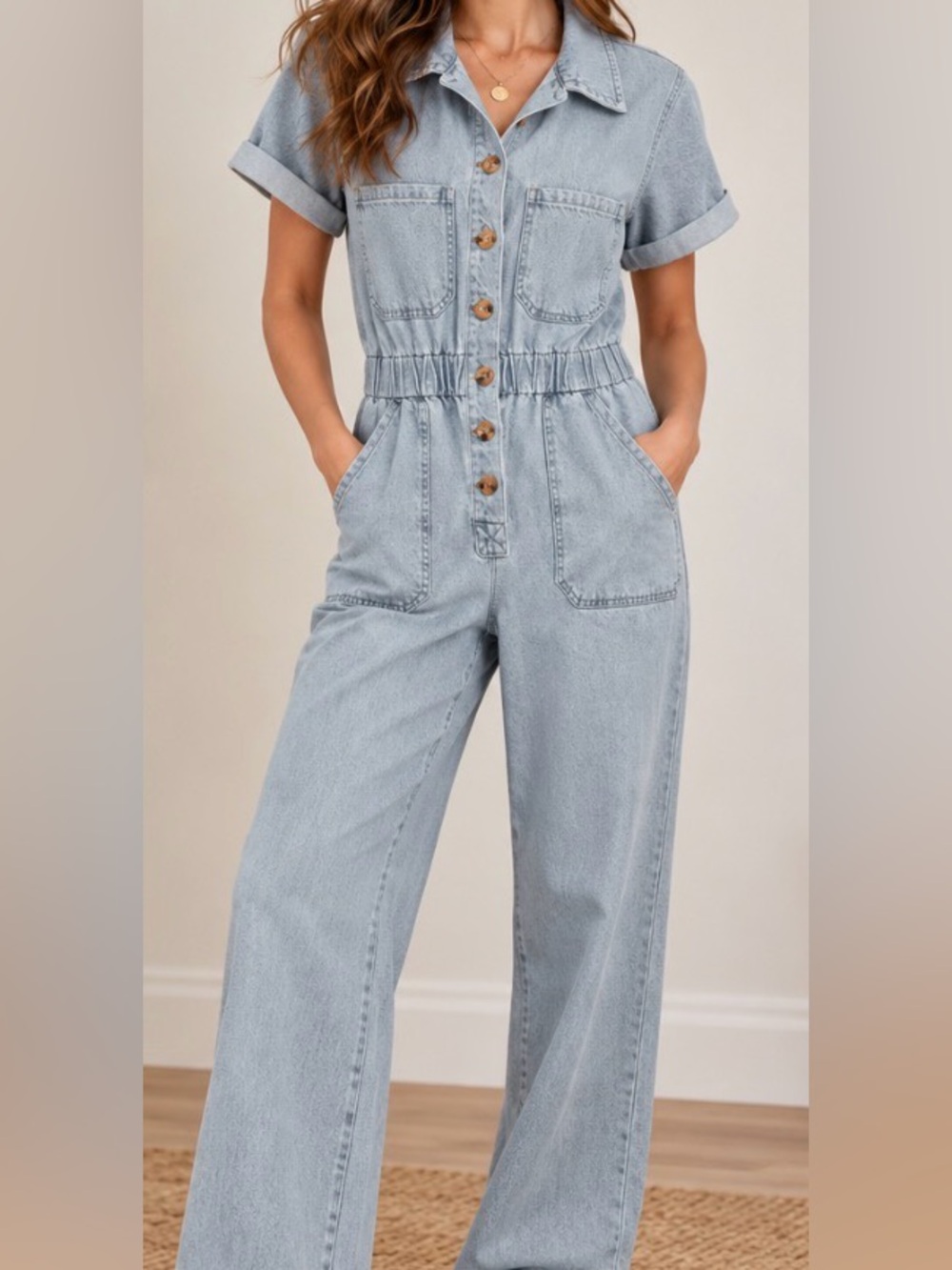 Gianni Bini Light Wash Denim Short-Sleeve Jacket Dress